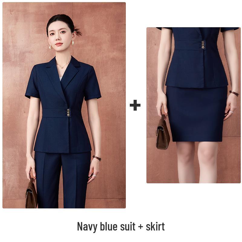 Women's Summer Short-Sleeved Professional Suit - High-End Formal Wear for Interviews and Commute