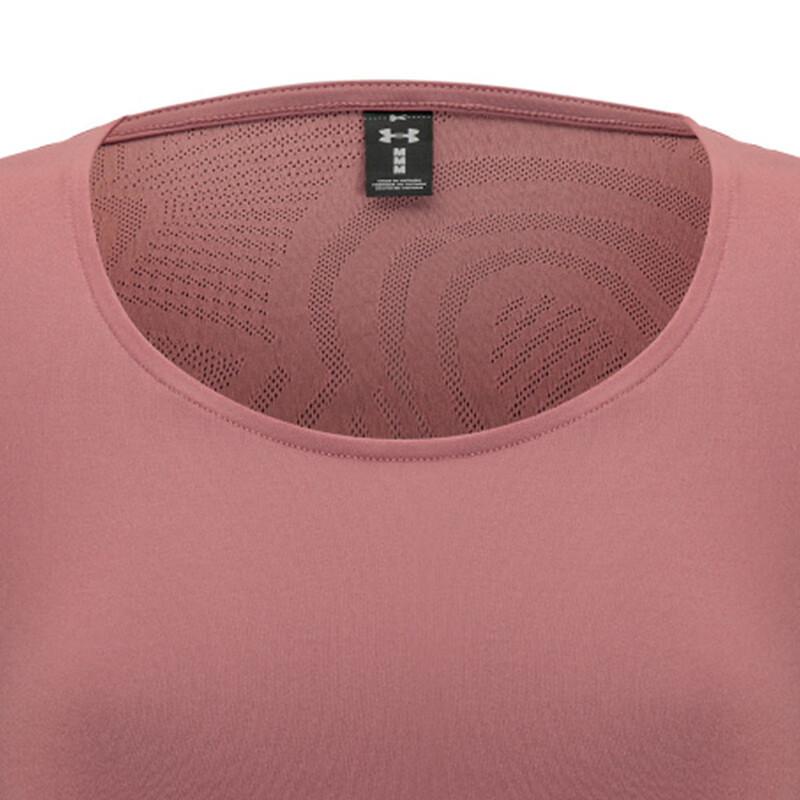 Under Armour Solid Color Round Neck Casual Short Sleeve T-Shirt Women Tops Smoky-Red 1383639-611