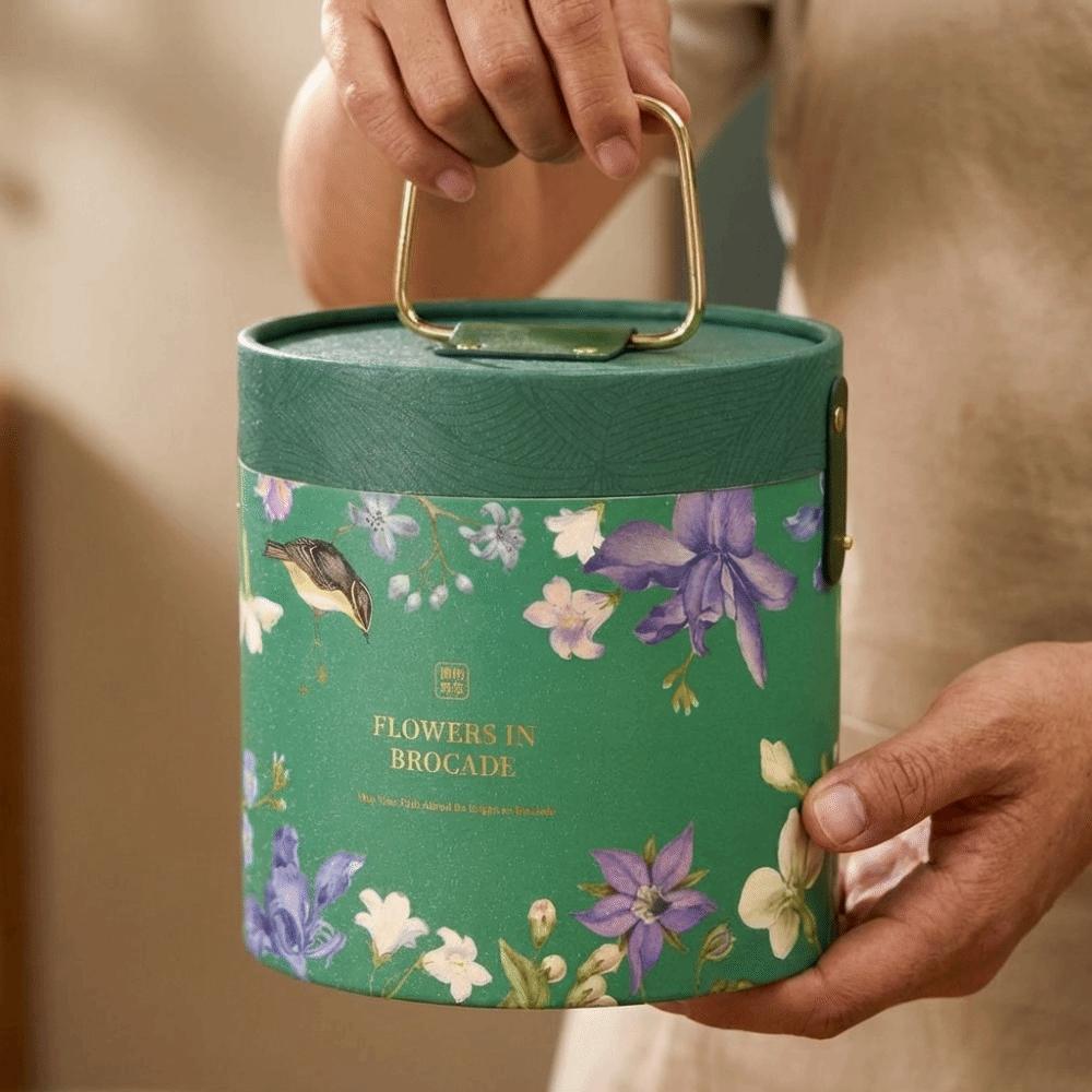 Hot Stamping Process Rice Dumpling Gift Box Round Handheld Round Bucket  Wedding