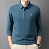 New Lapel Men's Polo Shirt Casual Long-sleeved T-shirt Autumn Young Seamless Bottoming Shirt Solid Color Dad Dress.