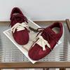 Red Retro Flat-bottomed German Training Shoes Women's Soft-soled Casual Board Shoes 2027 Autumn New Versatile Sports Shoes Women's Tide