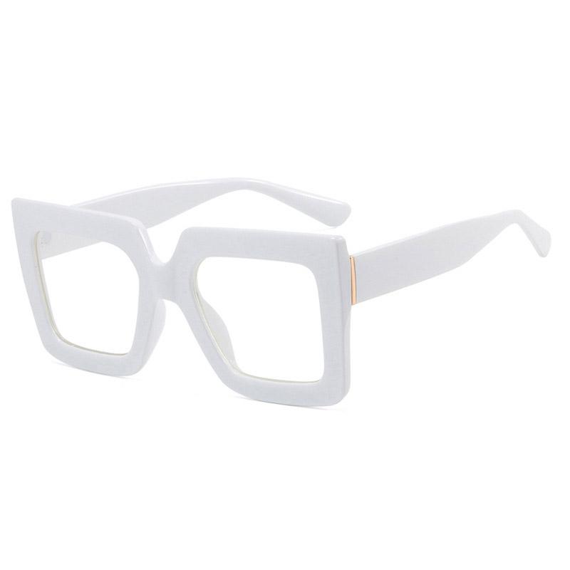 New Fashionable Anti-blue Light Glasses For Men And WomenTwo-color Transparent Square Large-frame Flat Glasses 8561