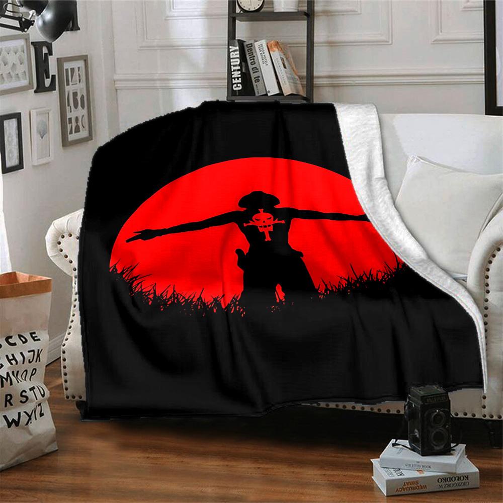 1pc ONE PIECE Ace Flannel Throw Blanket HD Printed Lightweight Soft Warm All Season Blanket for Sofa, Bed, Travel, Camping Machine Washable