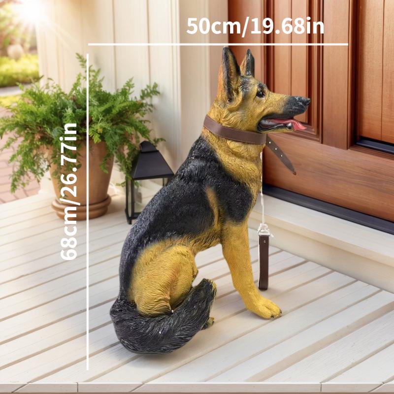 German Shepherd Resin Sculpture: Large Wolfdog Model for Courtyard Decor