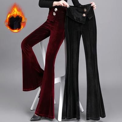 Pantaloni da donna in velluto tinta unita a vita alta in stile coreano, stile autunno inverno 2022, pantaloni casual svasati dritti dimagranti