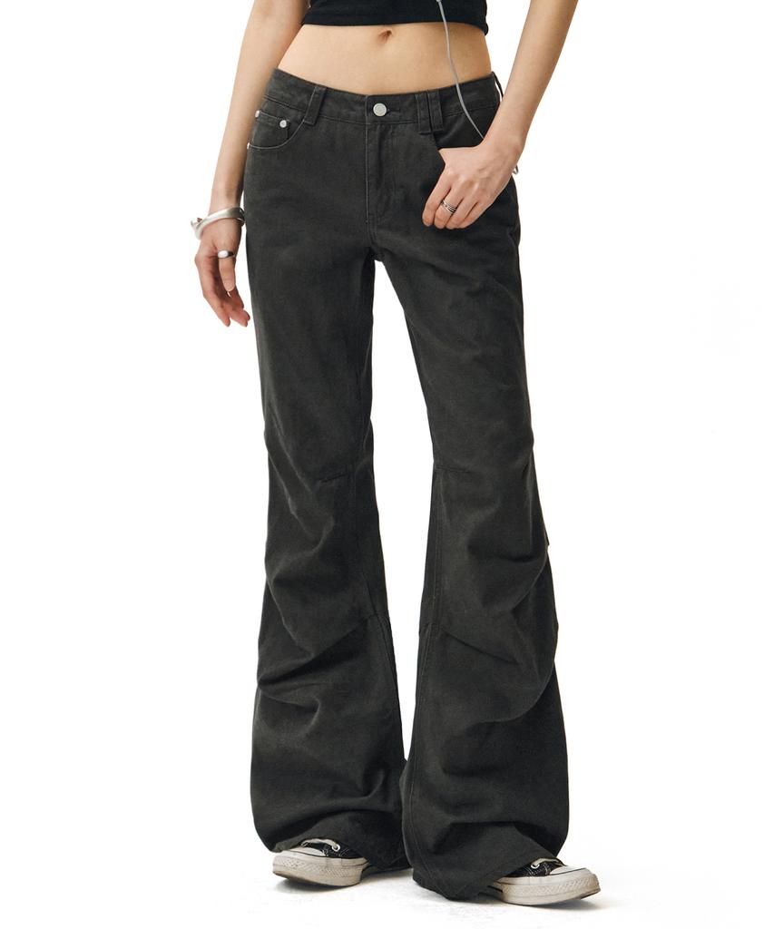 Deketeuumeon Flared Shirring Pants Dcwpt017Charcoal