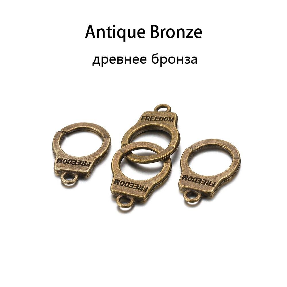 10set/bag Charms Handcuffs Freedom Connector Antique Muticolor Pendants For DIY Jewelry Making Findings Supplies Handmade