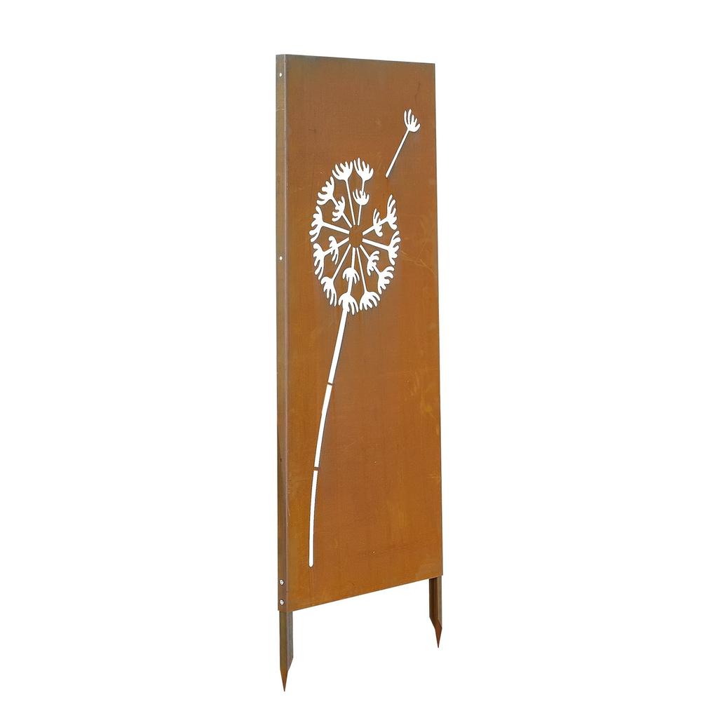 Metalen Privacy Scherm, 61 x 160 cm Vrijstaand Modern Privacyhek, Tuin Afscheidingspaneel met Verlengde Grondpennen & Stalen Plaat, Vrijstaand