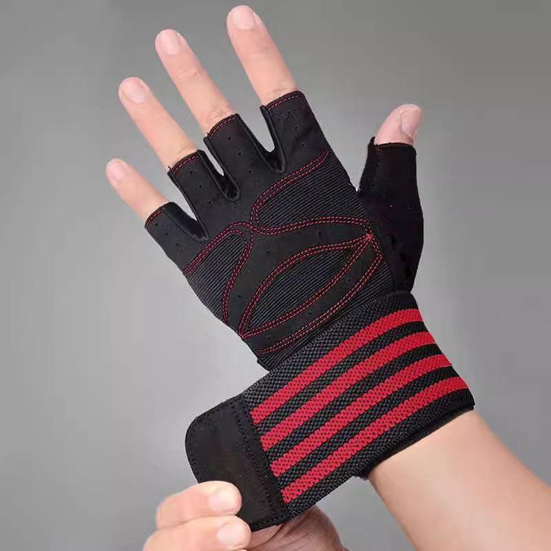 Guanti Fitness Unisex Senza Dita Antiscivolo con Protezione per Polso per Allenamento con Manubri e Trazioni