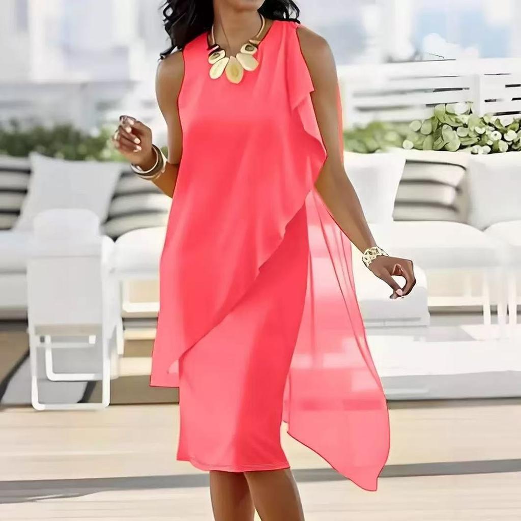 Women's Fashion Color Sleeveless Dress