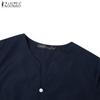 ZANZEA Women Casual V-Neck Solid Color Summer Short Sleeve Dress