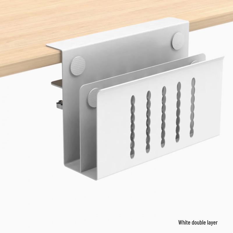 Multi-Functional No-Drill Vertical Laptop Cooling and Storage Rack for Desks