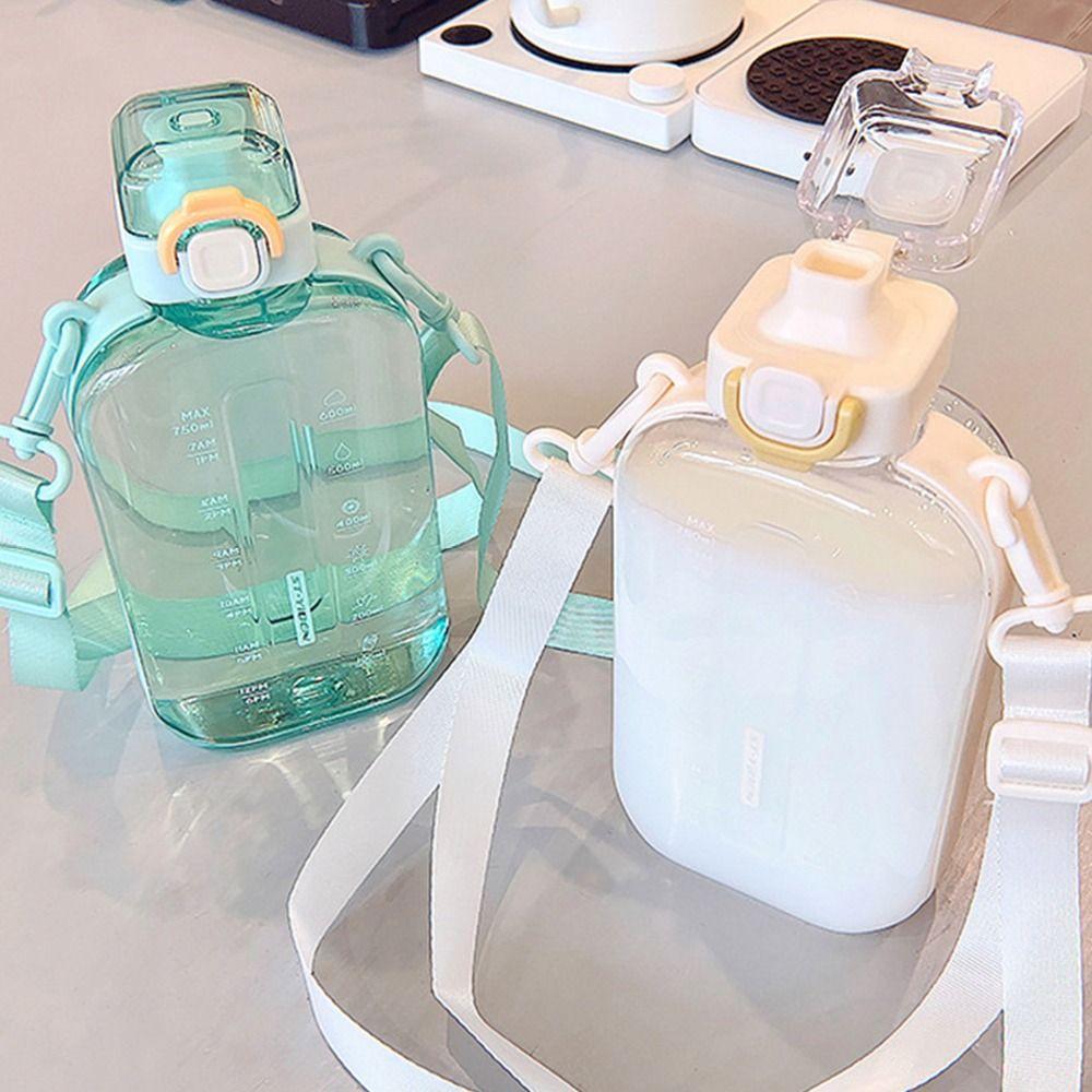 Transparent Sport Drinking Bottle with Adjustable Strap Drinking Cup Plastic Water Bottle  Outdoor