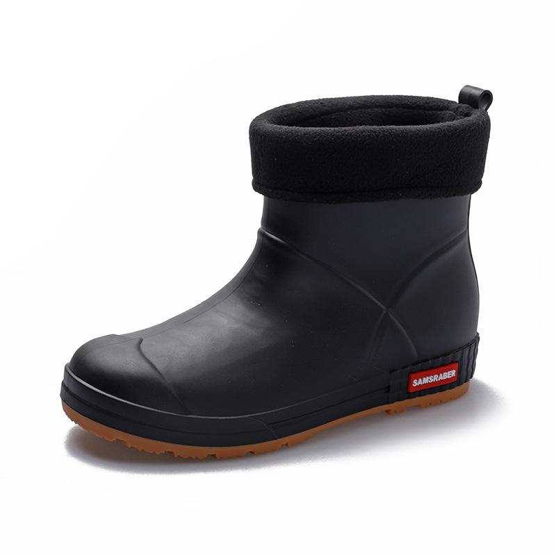 Modische Regenstiefel für Herren Stiefeletten Winter Wasserdicht Warm Arbeitsstiefel Rutschfeste Plateau Gummischuhe Herren Küchengaloschen