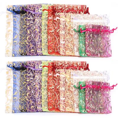 10pcs Drawstring Organza Bags Colorful Jewelry Packaging Bags For Wedding Party Birthday Christmas Gifts Candy Pouches Wholesale