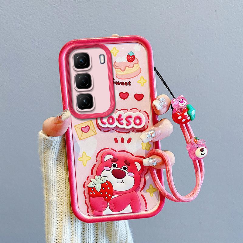 KEYSION Shockproof Case for Infinix Hot 50 4G 5G with Lanyard Soft Silicone Cute 3D Cartoon Doll Phone Cover for Infinix Hot 50 Pro 4G