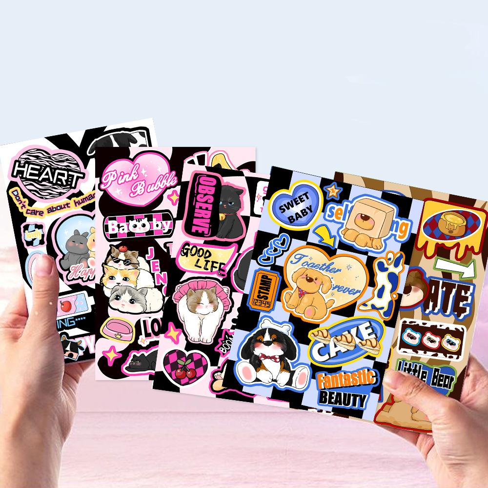 8 Pieces of Cute Pet Collage Stickers - Adorable Cats and Dogs for Water Cups, Notebooks, Mobile Phone Cases and Sticker Art
