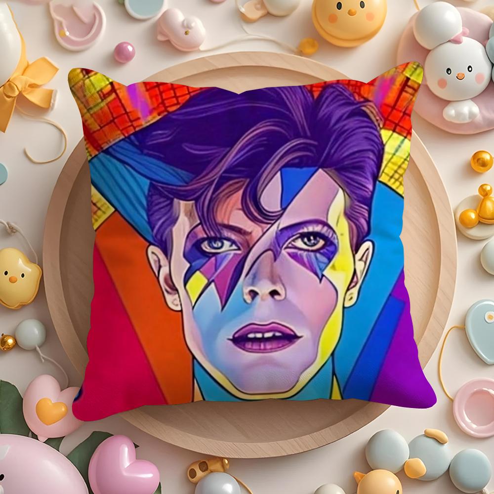 David B-Bowie Cushion Cover Short Plush Double-Sided Printing Home Machine Washable In Warm Winter Pillow Case
