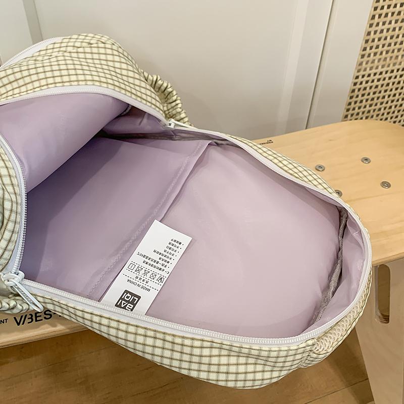 Plaid Print Student Schoolbag Women Campus Backpack