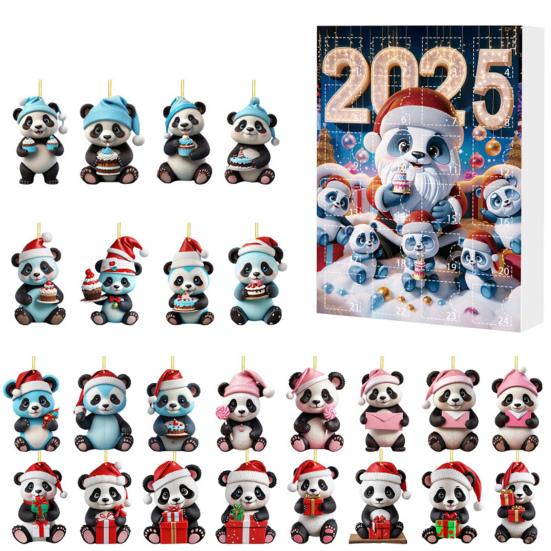 2025 Panda Adventskalender med 24 Panda-pynt Barnas Juleferie Nedtellingskalender Juletrepynt