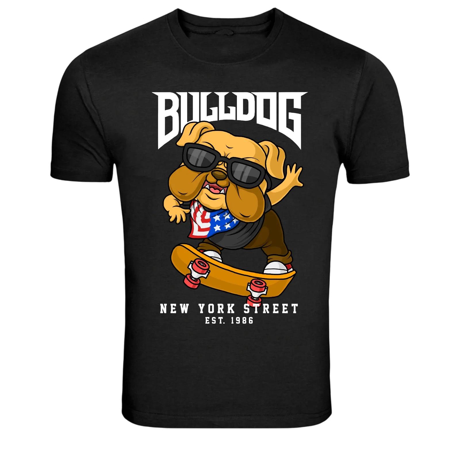 Bulldog Skateboard New York Street Graphic T Shirt L