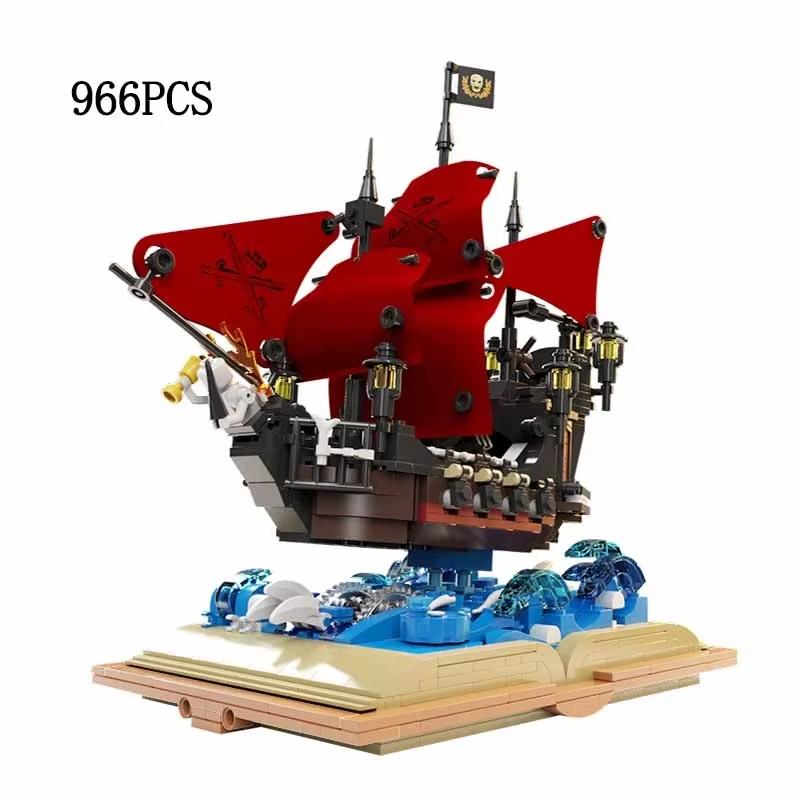 

966Pcs Magic Book Empress Sailboat Construction Block Ornament Set Military Imperial Warship Model Modular Assemblytoys Adults Present