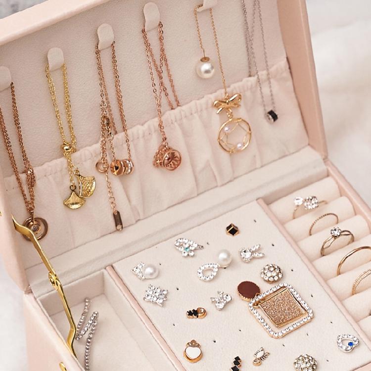 3 Layer Portable Travel Jewelry for case Jewelry Storage Box Organizer with Lock