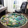 1pc Hummingbird Flowers Office Round Rug, Carpet for Office, Gaming, Lightweight Round Floor Mat yy260205019