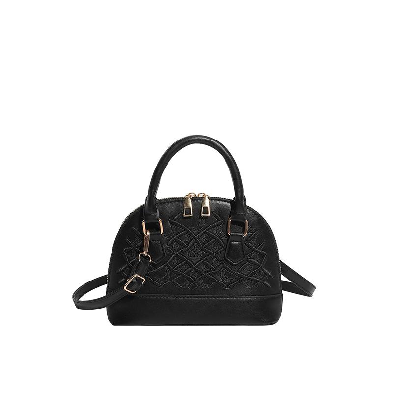 Women s new popular shell bag, high-end embroidered handbag, diamond niche shoulder messenger bag чёрный