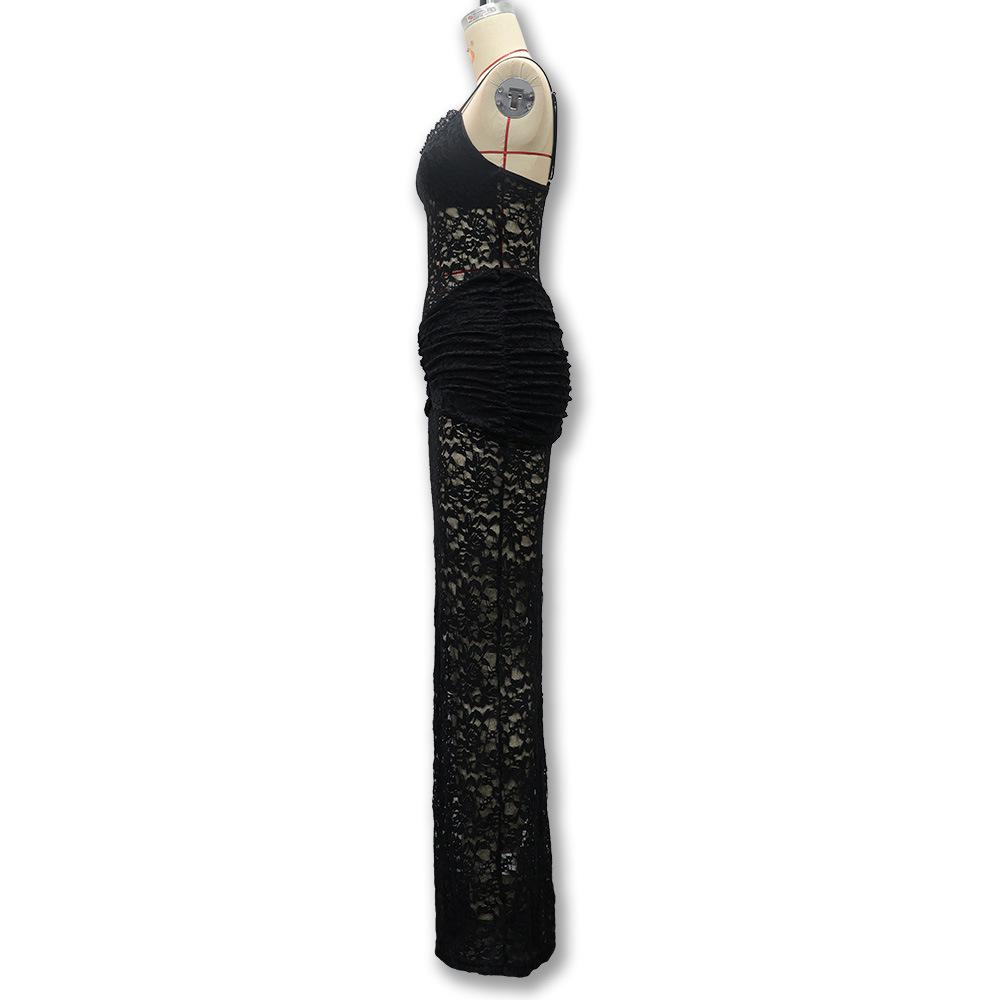 Spring 2026 Sexy Lace Trim Slim Fit See-through Dress - Spicy Girl Style