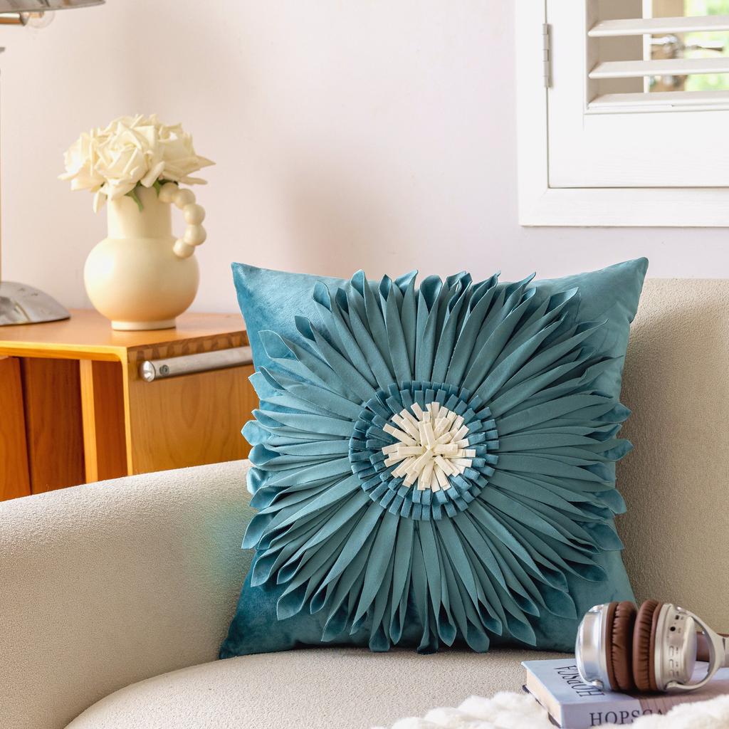 European and American Light Luxury Ins Style Hug Pillow with Daisy Flower Handmade Splicing Backrest Pillow New Backrest Cushion