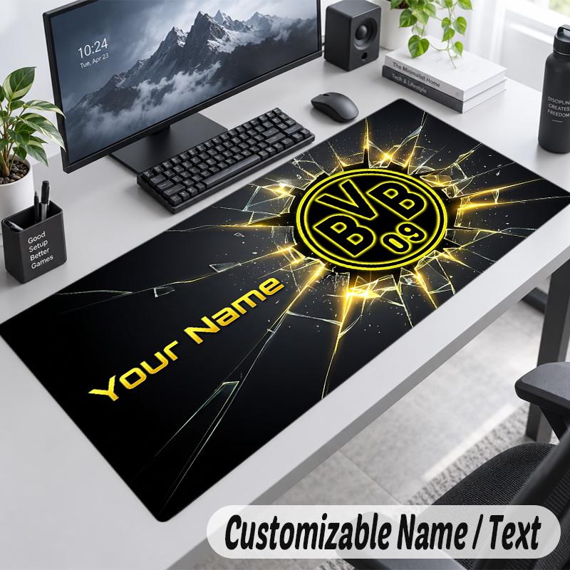 Custom Name Text Mouse Pad Borussia Dortmund Personalized Desk Pad For Work And Gaming