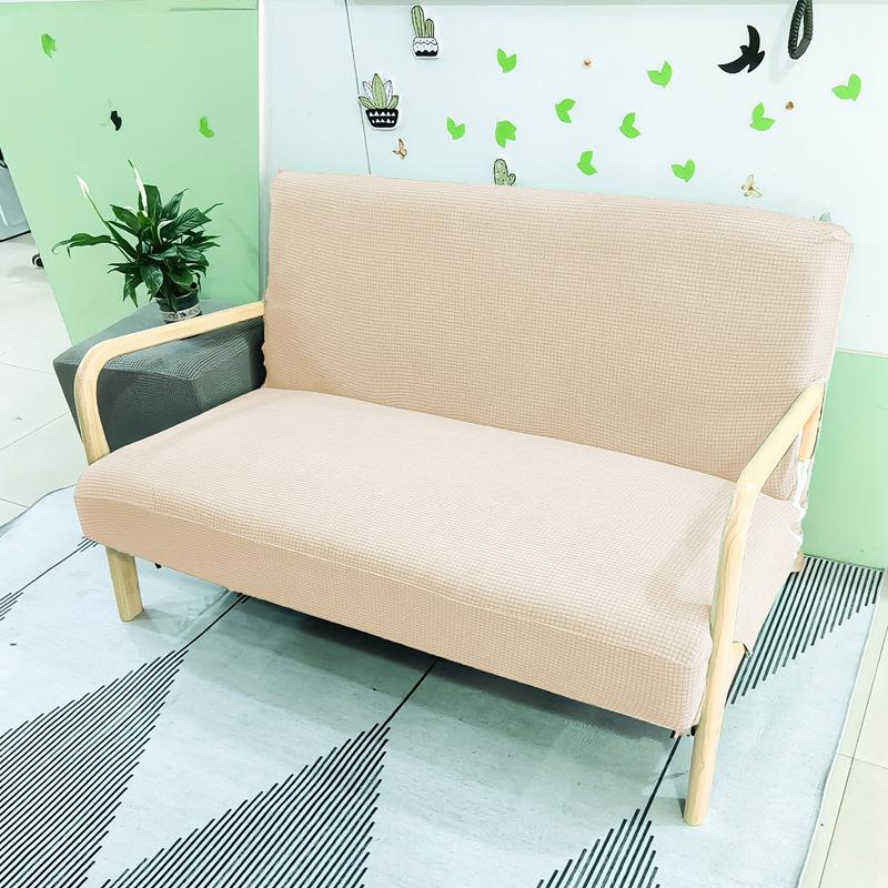 Stretch Futon Slipcover Solid Wood Sofa Cover Furniture Protector Without Armrests Slipcover Soft with Elastic Bottom for Kids, Spandex Jacquard
