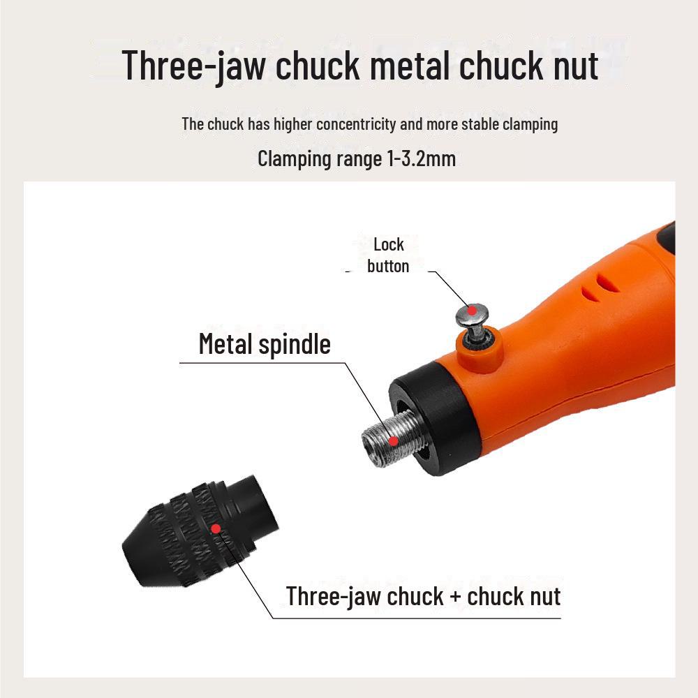 12V Adjustable Speed Mini Electric Engraving Grinder with Straight Handle and Three-Jaw Chuck for DIY Polishing
