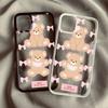 Schöne rosa Schleife Kleiner süßer Bär Handyhülle Für iPhone 16 Pro Max 15 14 13 12 Mini 11 XR XS X 7 Plus Stoßfest Klar Hartschalen-Cover