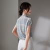 SOFSIL Women's Retro Plaid Silk Blouse