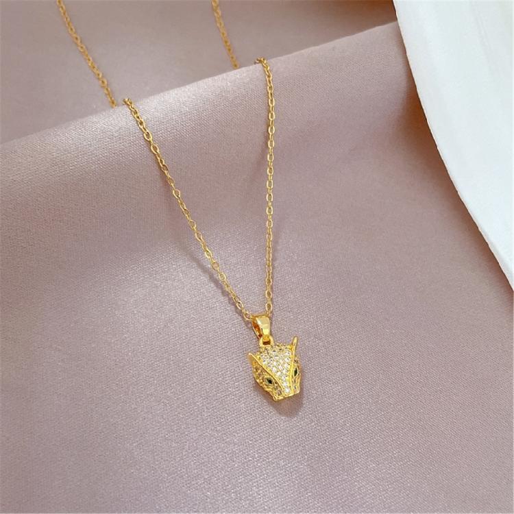 Multipurpose Leopard Head Necklace and Earring Set Craft from Sturdy Steel Materials Stylish Outfits for Trendy Women