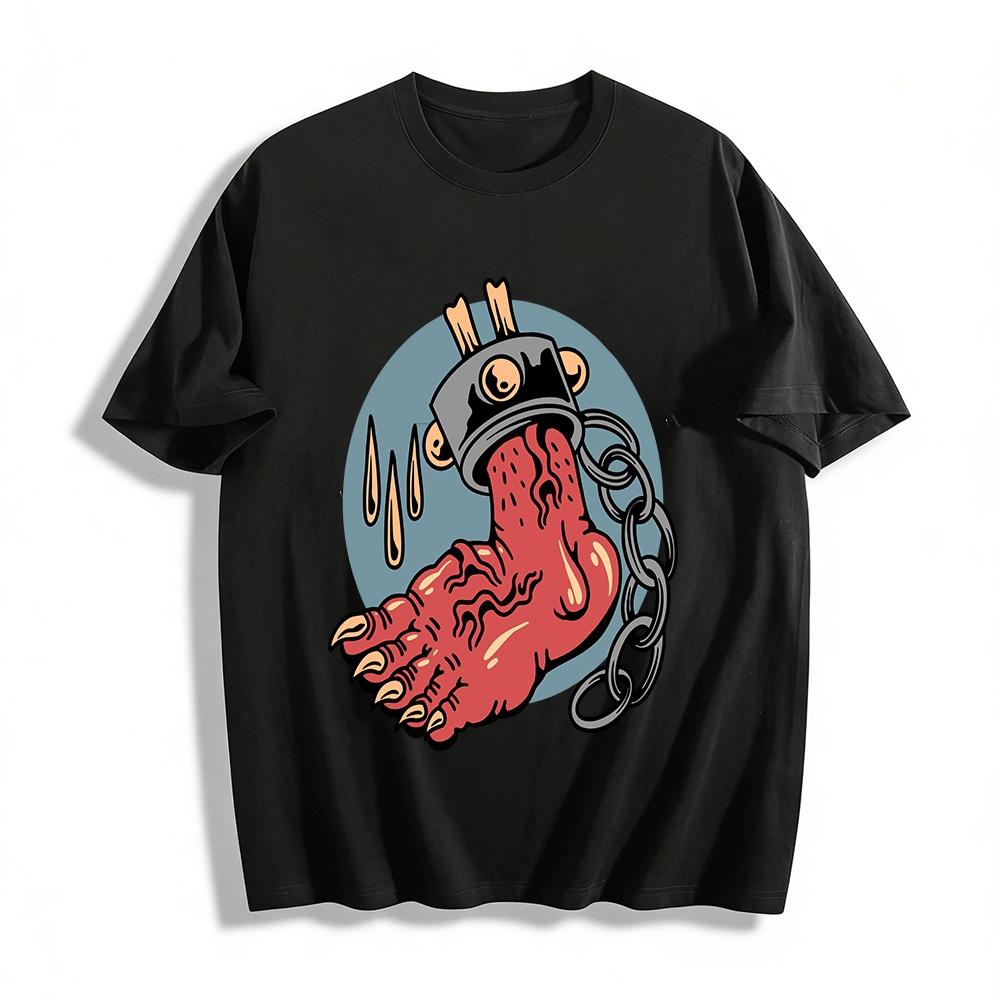 

Dark Style Breaking Chains Monster Claw Print Street Casual T-Shirt Pure cotton T-shirt XXS