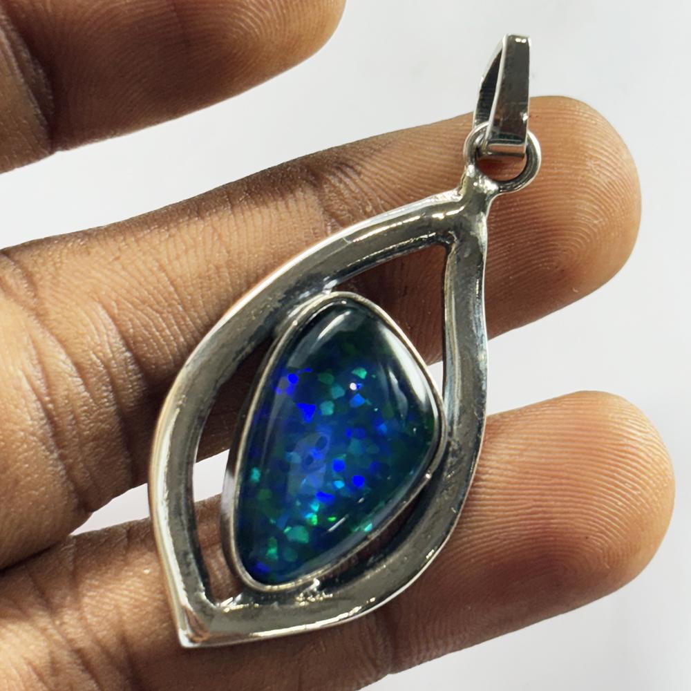 31 Ct Natural Fire Opal Fancy Shape Pendant 925 Sterling Silver Certified