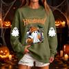 Women's Fashion Casual Halloween Print Neck Pullover Sweatshirt