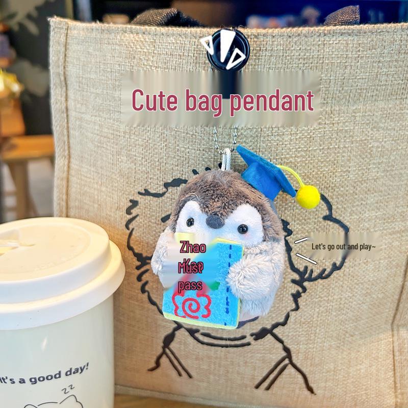 Golden Plush Penguin Keychain: Lucky Charm for Exam Success, Perfect for Student Backpacks
