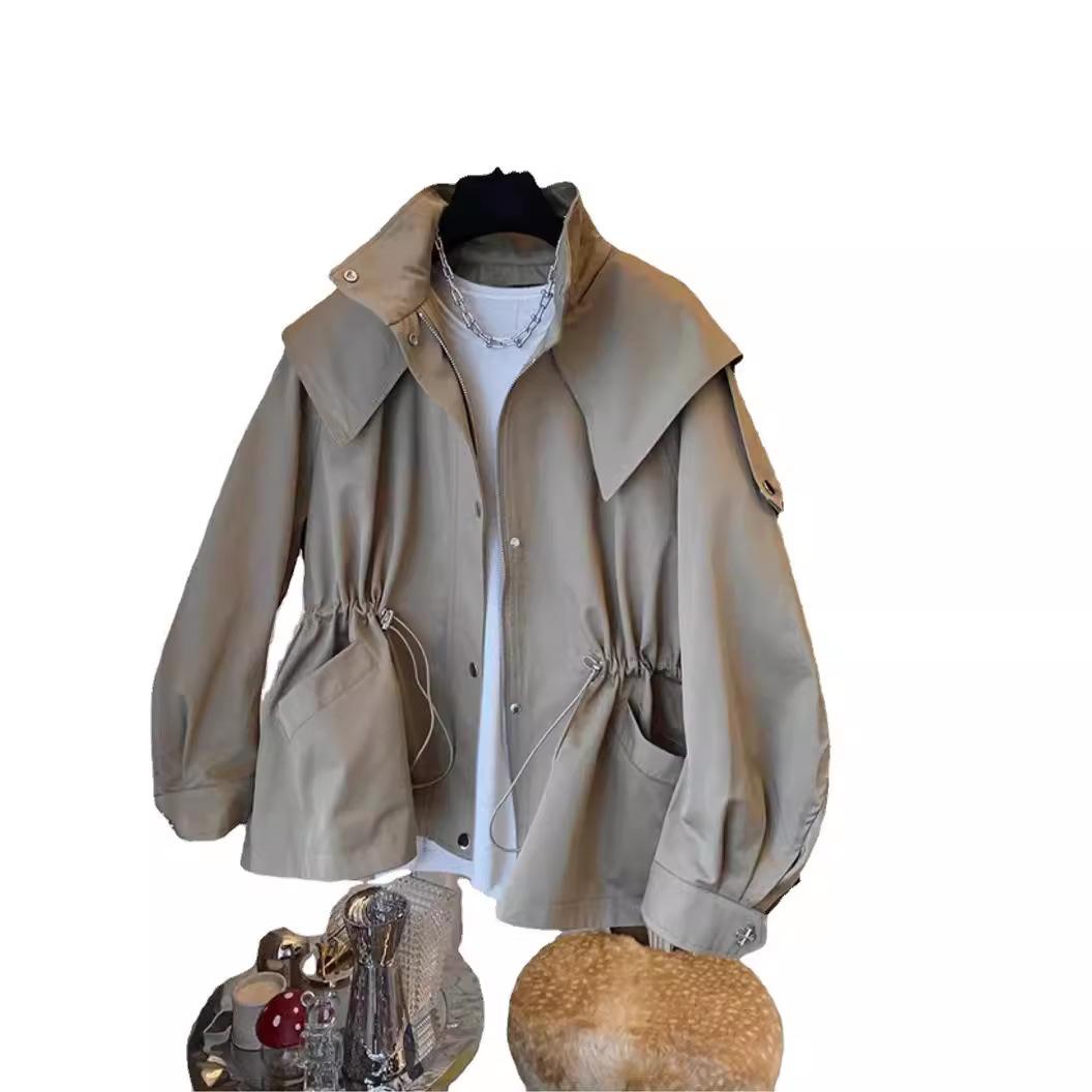 

Повседневная короткая куртка с длинными рукавами и талией для вечеринок. Шикарные короткие удобные модные корейские винтажные топы для девочек для женщин больших размеров. M хаки