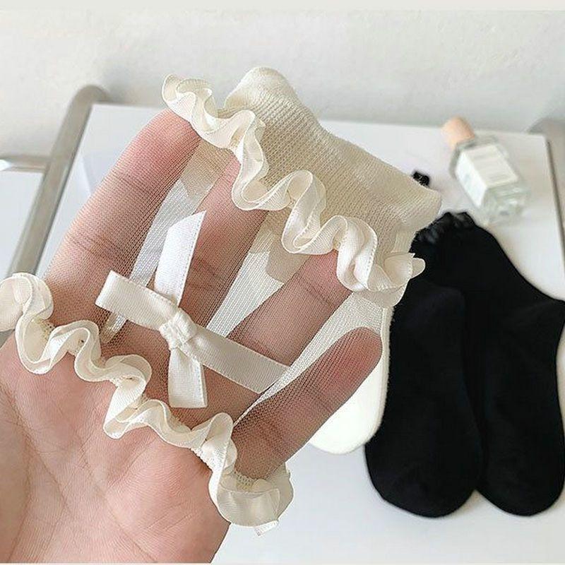 Damen Frühling und Herbst Mode Neue Spitze Schleife Spitze Wadenstrümpfe