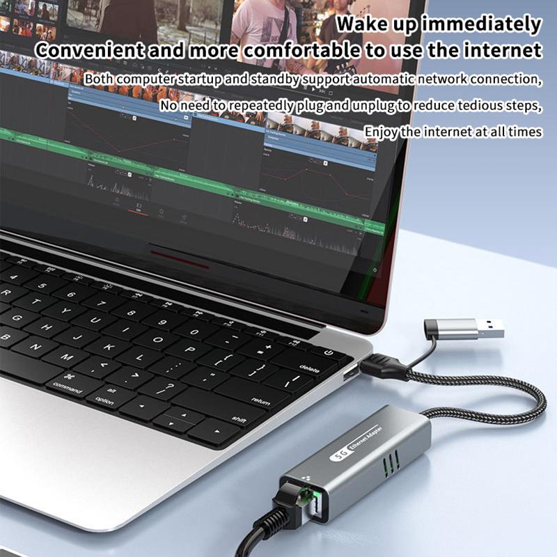 5Gbps USB na Ethernet adaptér pro notebookový počítač s čipsetem Rtl8157 5000Mbps USB3.2 na RJ45 síťový konvertor 5G 2.5G 1G 100Mbps