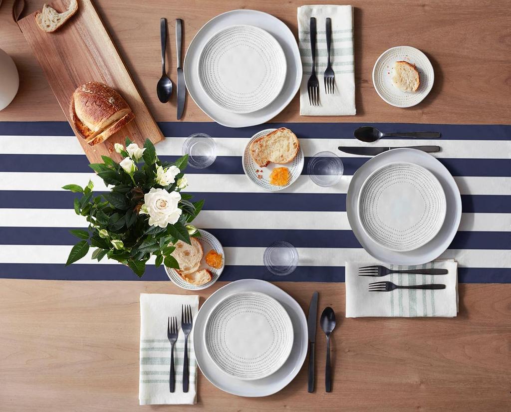 Navy Blue White Stripe Linen Table Runner Kitchen Dining Table Decor Reusable Farmhouse Table Runners Holiday Wedding Decoration