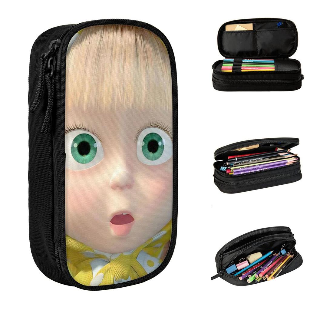 Fashion Cartoon Cute M-Masha And The Bear Pencil Cases Pencilcases Pen for Girl Boy Big Bag School Supplies Zipper Stationery