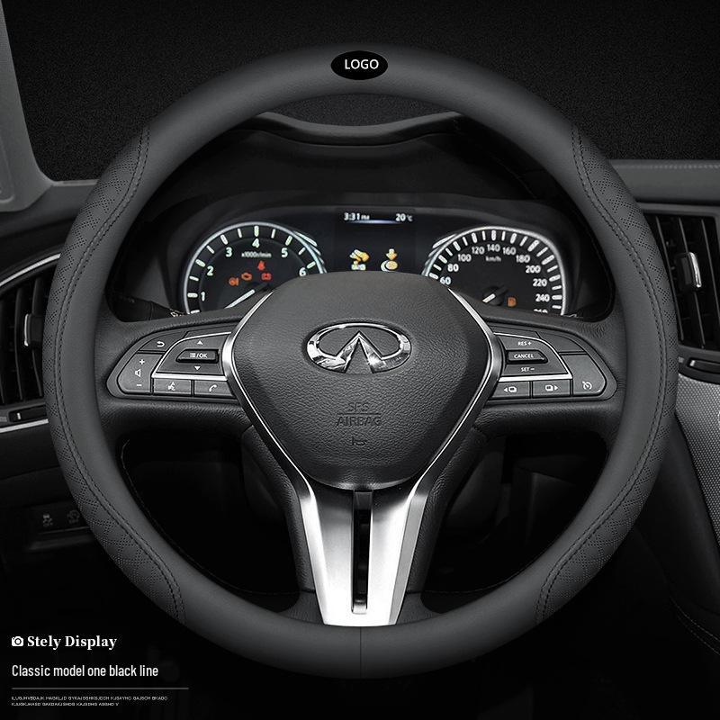 Fits Infiniti Steering Wheel Cover: QX50, QX60, Q80, Q70L, Q50L, FX3 – Genuine Leather, All-Season.