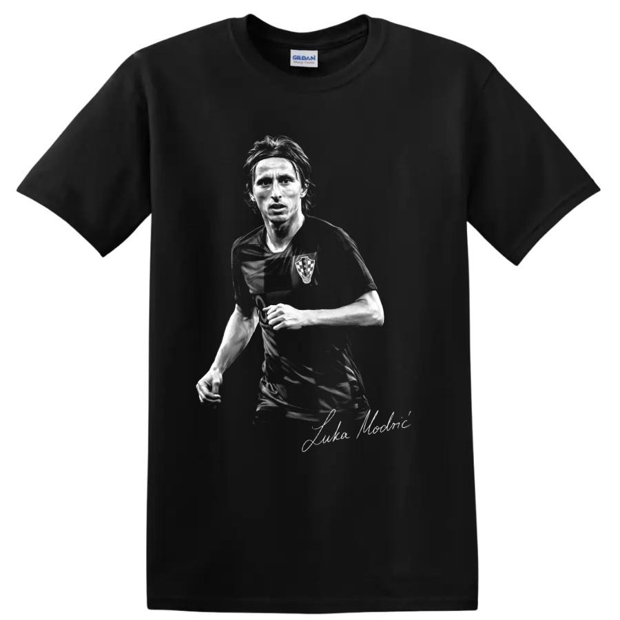 Camiseta de Fútbol Luka Modrić Centrocampista Croata Retrato Gráfico Camiseta para Fans Regalo