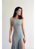 2025 Spring Elegant Wave Style Silk Net Round Neck Sleeveless Maxi Dress
