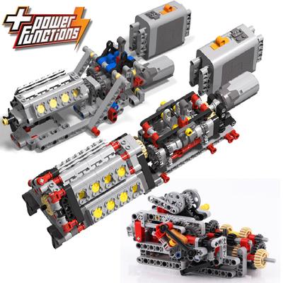MOC Kreativní Elektrické DIY Technické Díly Sestavené Stavební Bloky Motor Převodovka Zpětný chod Mechanická Skupina Model Motoru Hračka